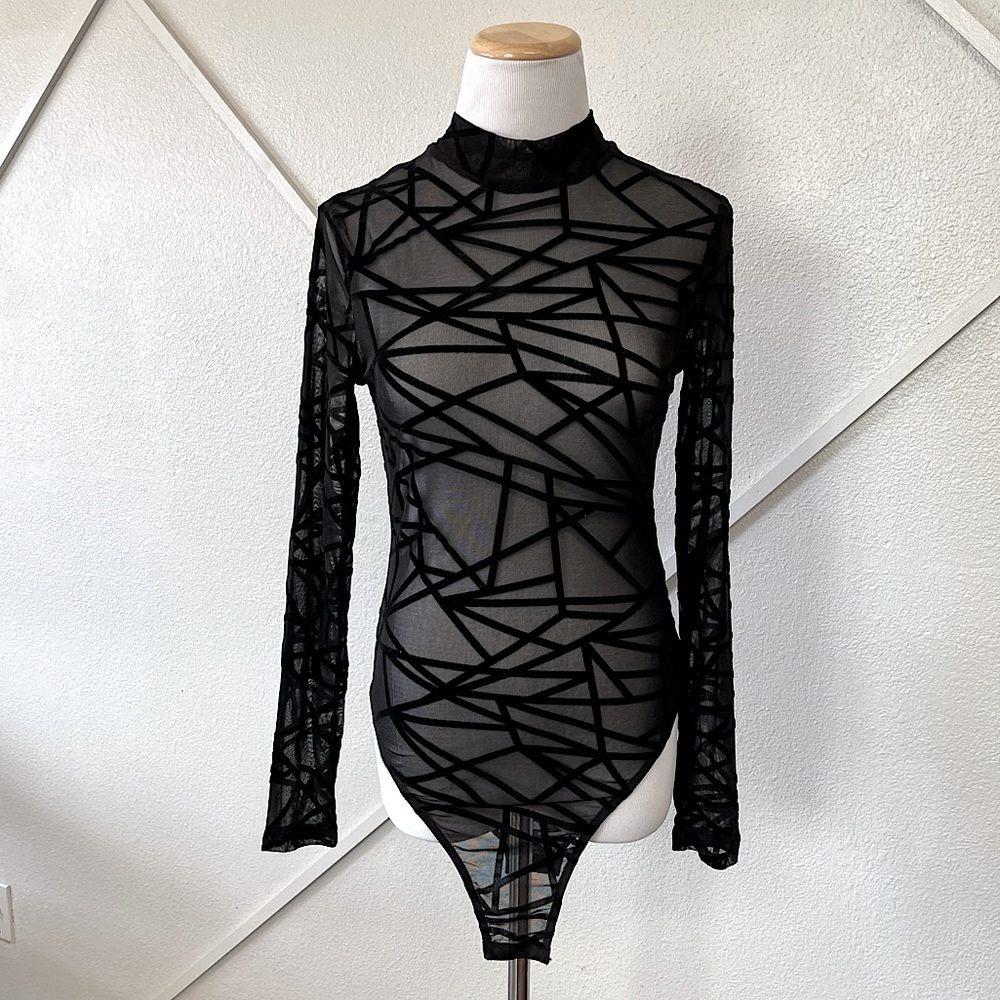 Sheer Long Sleeve Bodysuit - Rave, EDM, Festival Top